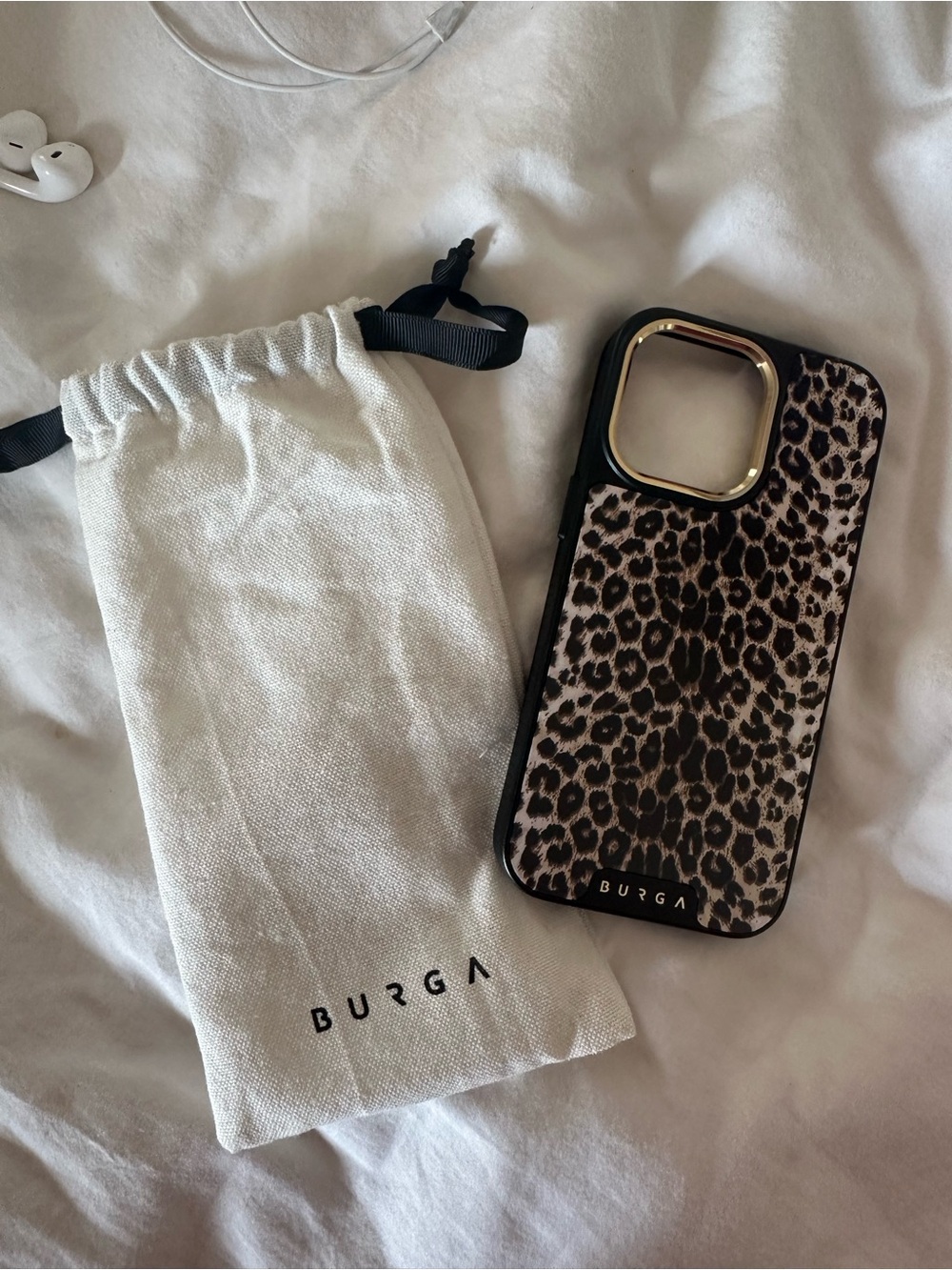 Burga Leopard Print iPhone 13 Pro Case with Gold Trim